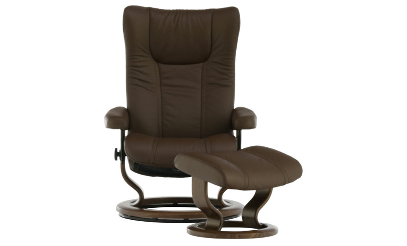 Stressless Wing Chesnut Chair and Ottoman (Medium)